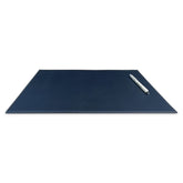 Navy Blue 17 x 12 Leatherette Square Corner Placemat w/ White Stitching
